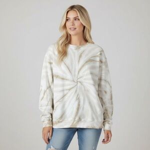 STRUT THIS | Beige White Tie Dye Pullover Sweatshirt